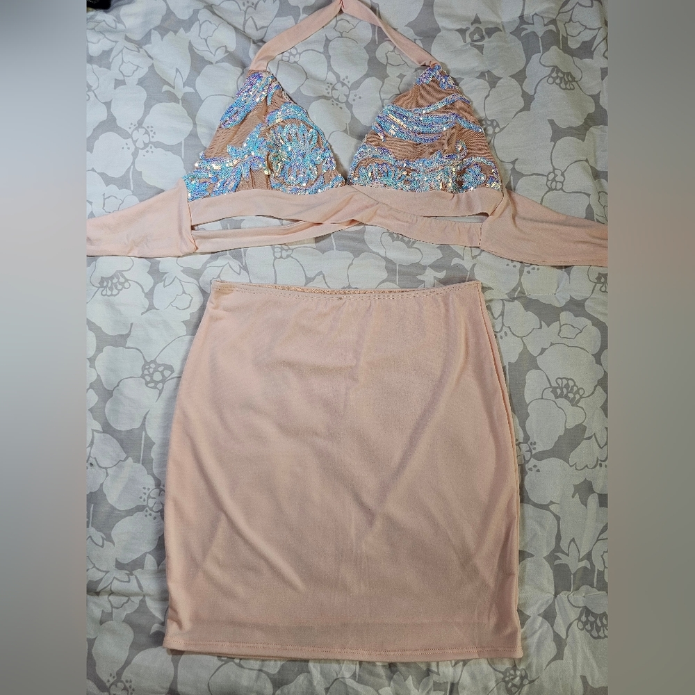 Lucy In The Sky - Sunday Sequin Set in Blush